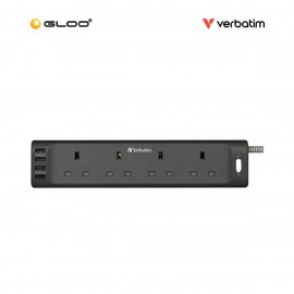 Verbatim Power Strip 4 Outlets with 4 USB 1.8m - Black (Max Output: 3250W) 66685 4895117966853