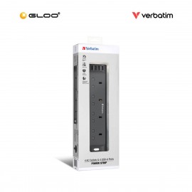 Verbatim Power Strip 4 Outlets with 4 USB 1.8m - Black (Max Output: 3250W) 66685 4895117966853