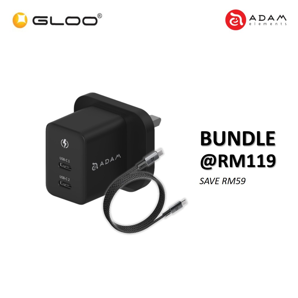 ADAM elements OMNIA X35C GaN 35W Dual USB-C Port Compact Wall Charger (Black) 840741114372