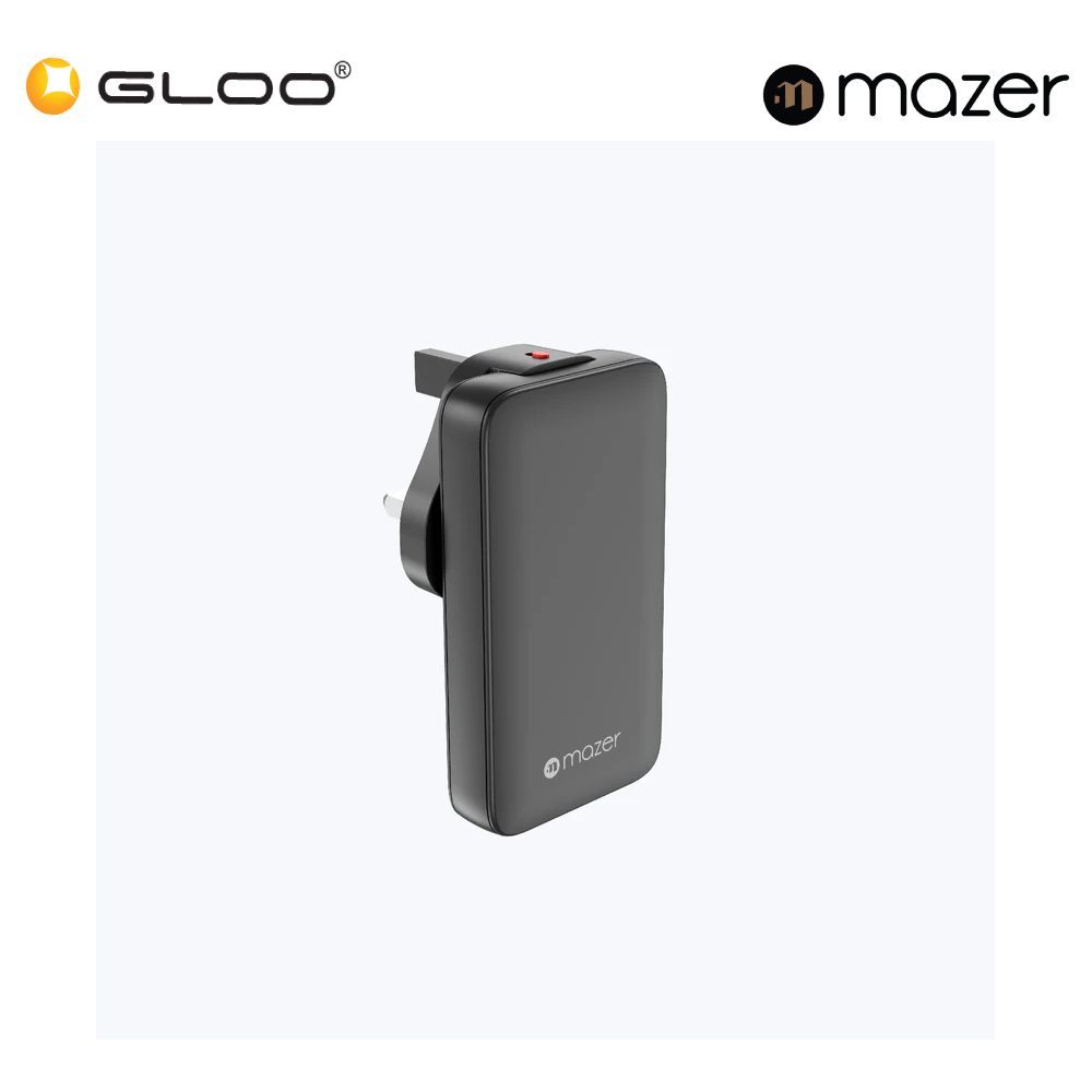 Mazer GaNPrestige Slim 65W GaN Wall Charger With Travel Pins (2 Ports) – Black 8881304545037