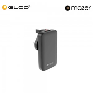 Mazer GaNPrestige Slim 65W GaN Wall Charger With Travel Pins (2 Ports) – Black 8881304545037