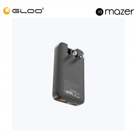 Mazer GaNPrestige Slim 65W GaN Wall Charger With Travel Pins (2 Ports) – Black 8881304545037