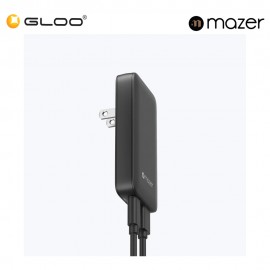 Mazer GaNPrestige Slim 65W GaN Wall Charger With Travel Pins (2 Ports) – Black 8881304545037