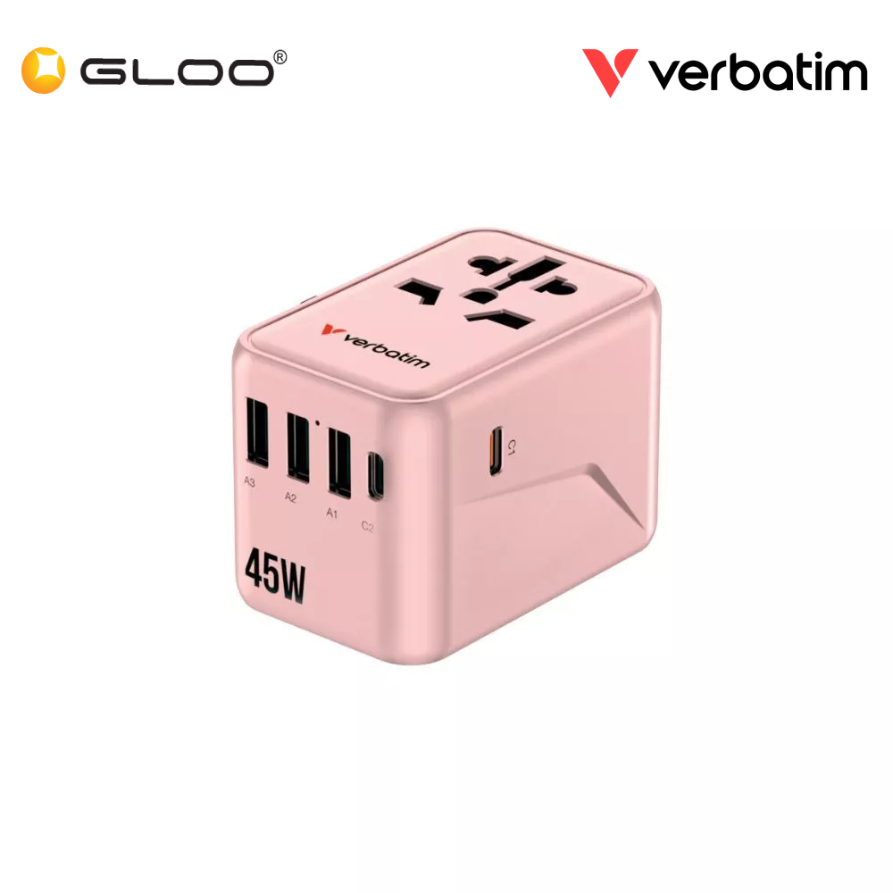 Verbatim UTA-08 45W Travel Adapter - Pink 023942301752