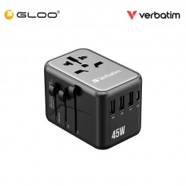 VERBATIM 5-Ports 45W Travel Adapter (UTA-08) With Free Pouch 023942321231 - Black