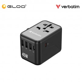 VERBATIM 5-Ports 45W Travel Adapter (UTA-08) With Free Pouch 023942321231 - Black