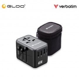 VERBATIM 5-Ports 45W Travel Adapter (UTA-08) With Free Pouch 023942321231 - Black