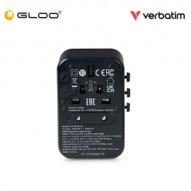 VERBATIM 5-Ports 45W Travel Adapter (UTA-08) With Free Pouch 023942321231 - Black