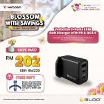 Verbatim 3-Ports 65W GaN Charger with PD & QC3.0 (Black) (UK 3-pin plug, Safety Mark) 66716 4895117967164