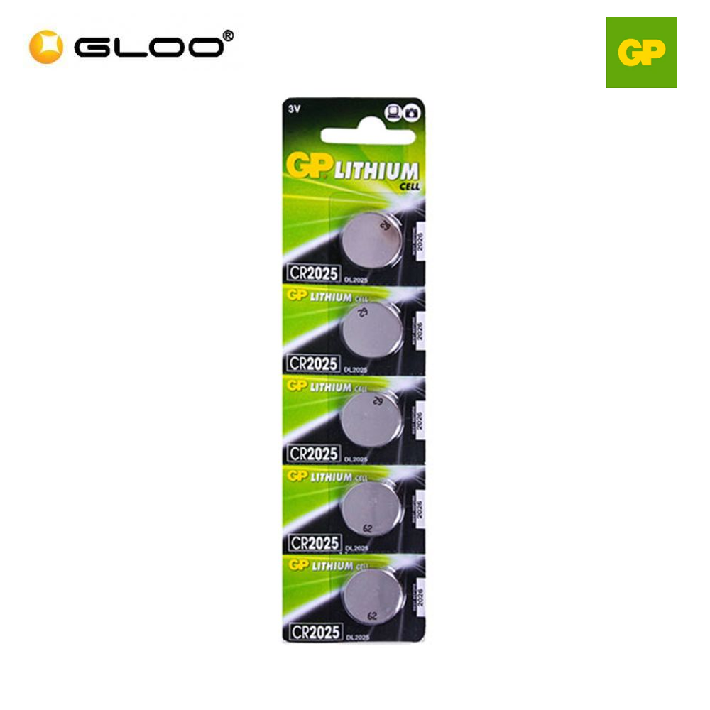 GP CR2025 Lithium Button Cell Battery, 3V (Pack of 5)