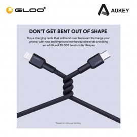 AUKEY Circlet CL Aramid Fiber Core USB C to Lightning Cable 1M CB-KCL1-BK 689323785179