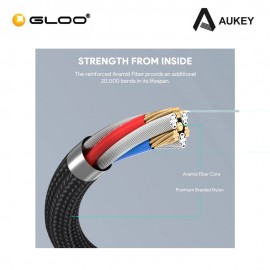 AUKEY Circlet Blink 100W Aramid Fiber Core USB C to C Cable 1M CB-KCC101-WH 689323785315