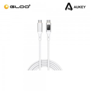 AUKEY Circlet Blink 100W Nylon Braided USB-C to C Cable with LCD Display 1M CB-MCC101-WH