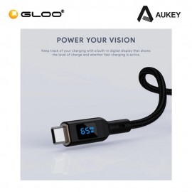 AUKEY Circlet Blink 100W Nylon Braided USB-C to C Cable with LCD Display 1M CB-MCC101-WH