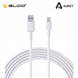 AUKEY Nylon Braided 1.8M USB-A to USB-C Cable - White 689323785896