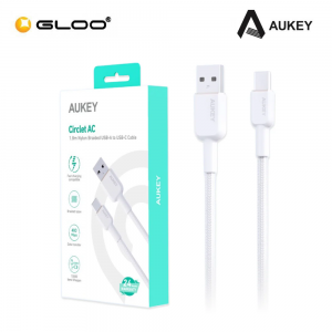 AUKEY Nylon Braided 1.8M USB-A to USB-C Cable - White 689323785896