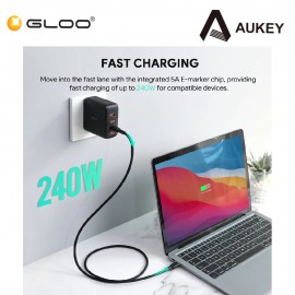 Aukey 1.8M 240W Silicon USB C to USB C cable Black 689323787272