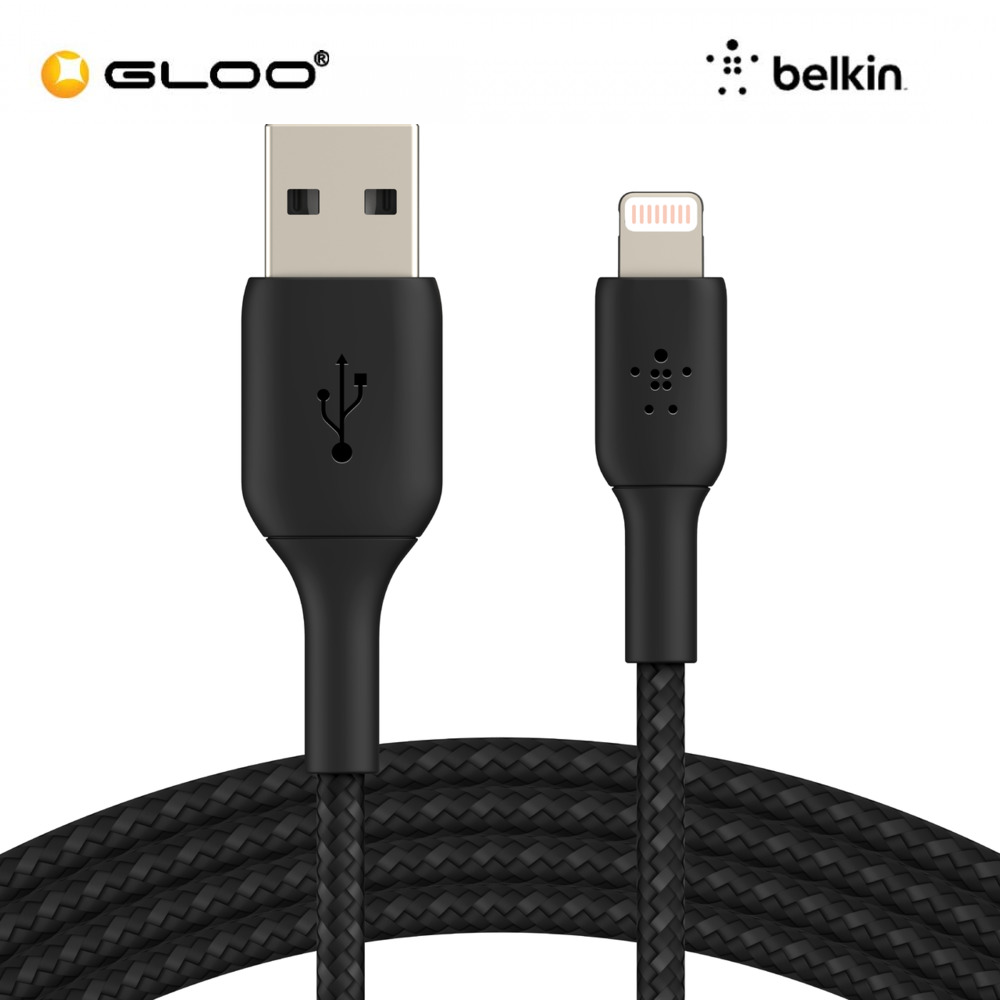 Belkin BOOST CHARGE Braided USB-A to Lightning Cable 15cm - Black CAA002bt0MBK