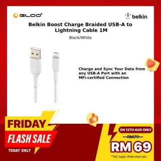 Belkin BOOST↑CHARGE™ Braided USB-A to Lightning Cable 1M - Black CAA002bt1MBK