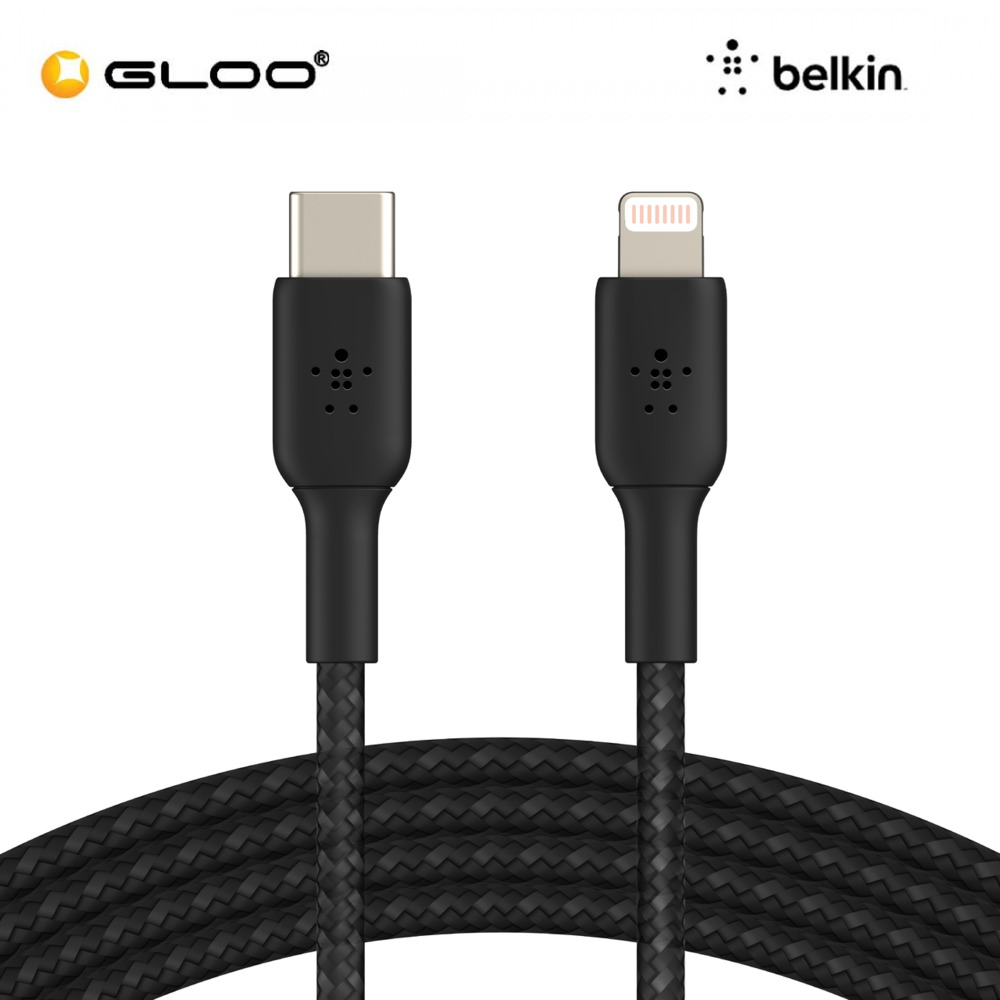 Belkin BOOST CHARGE Braided USB-C to Lightning Cable 1M - Black CAA004bt1MBK