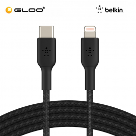 Belkin BOOST CHARGE Braided USB-C to Lightning Cable 1M - Black CAA004bt1MBK