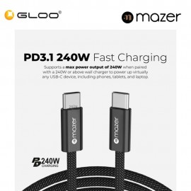Mazer InfiniteFLEX2 Pro 240W/1M USB-C Braided Cable – Black 8881304545525