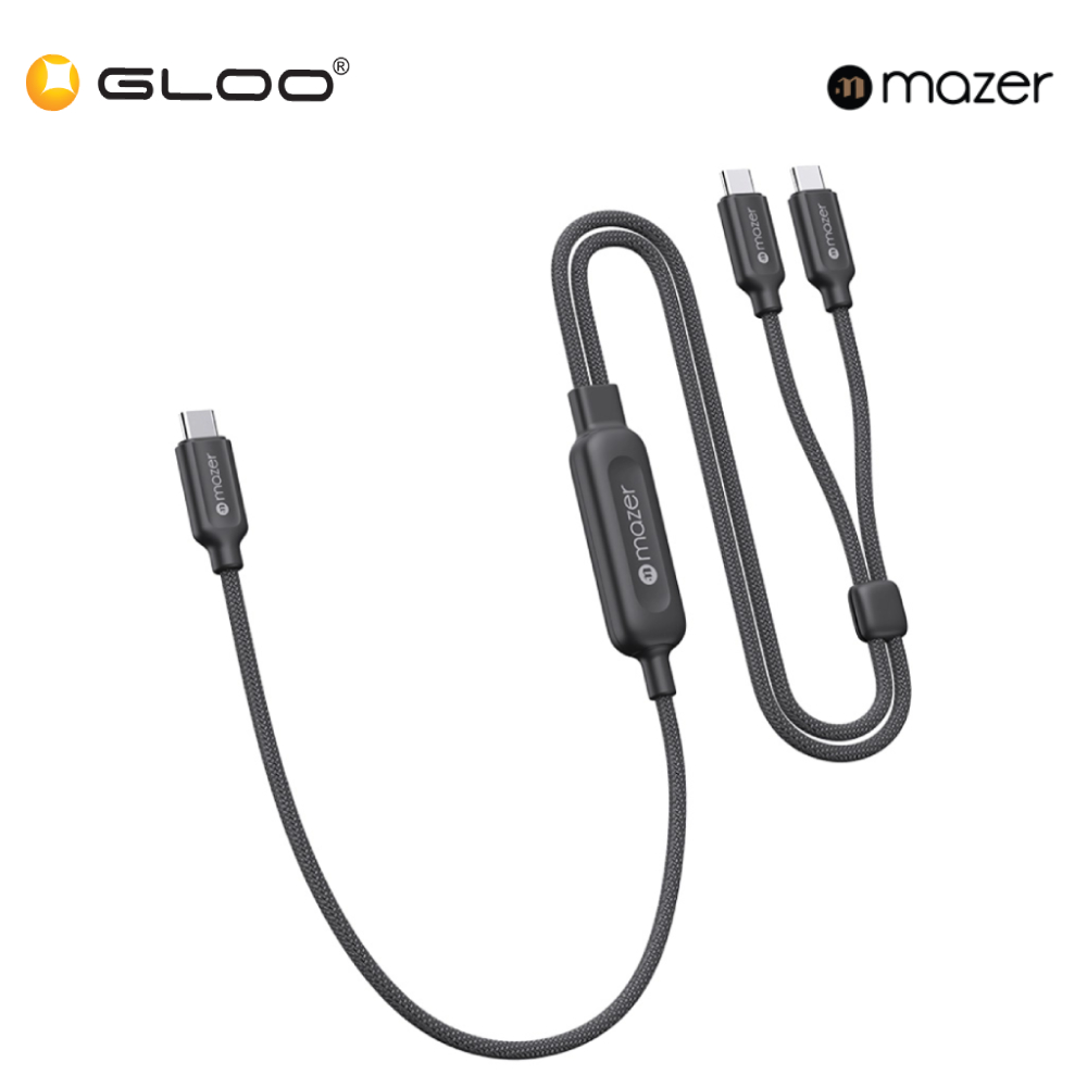 Mazer InfiniteLINK Scorpion-C140 140W 2-in-1 USB-C Charging Cable - Black 8881304545907