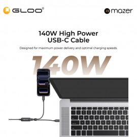 Mazer InfiniteLINK Scorpion-C140 140W 2-in-1 USB-C Charging Cable - Black 8881304545907