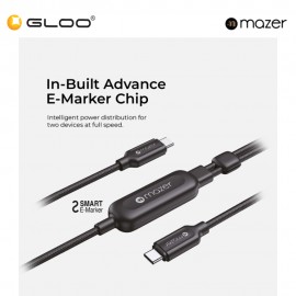 Mazer InfiniteLINK Scorpion-C140 140W 2-in-1 USB-C Charging Cable - Black 8881304545907