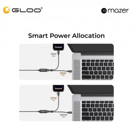 Mazer InfiniteLINK Scorpion-C140 140W 2-in-1 USB-C Charging Cable - Black 8881304545907