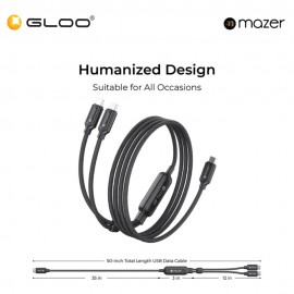 Mazer InfiniteLINK Scorpion-C140 140W 2-in-1 USB-C Charging Cable - Black 8881304545907