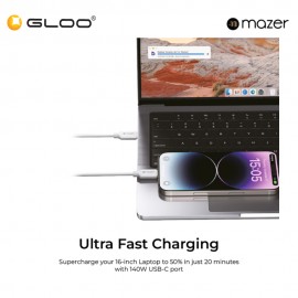 Mazer InfiniteLINK Scorpion-C140 140W 2-in-1 USB-C Charging Cable - Black 8881304545907