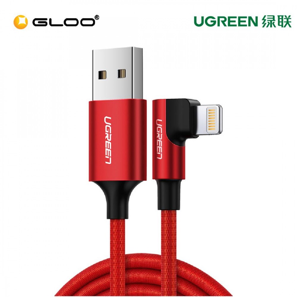 UGREEN Lightning To USB 2.0 Cable(90 ANGLE) Red 1M-60555