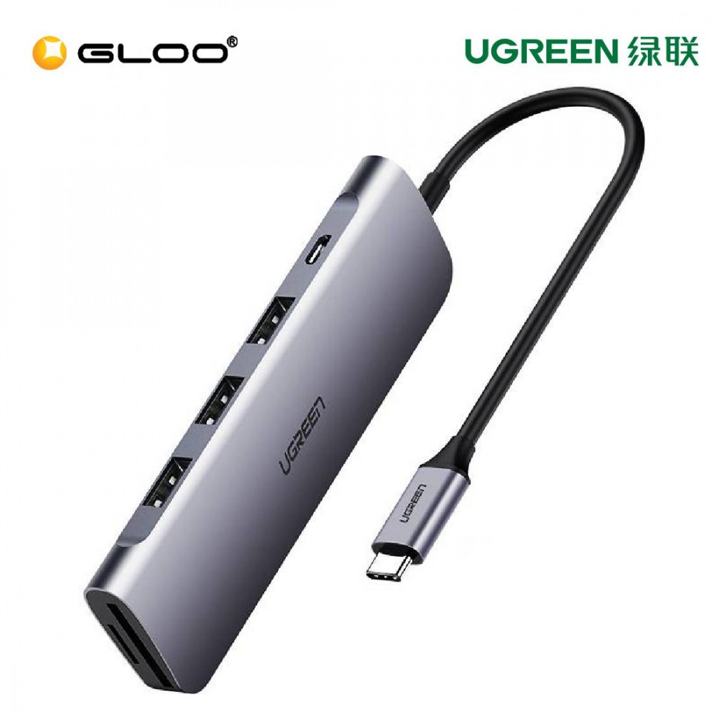 Adaptador UGREEN USB-C a HDMI/ 2 USB 3.0/ lector de tarjeta/ PD