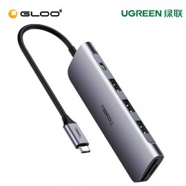 UGREEN Type C To HDMI+USB 3.0*2 SD/TF+PD Converter Gray-70411