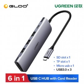 UGREEN Type C To HDMI+USB 3.0*2 SD/TF+PD Converter Gray-70411