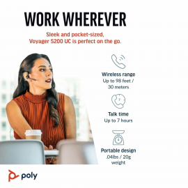 Poly Voyager 5200 +USB-A to Micro USB Cable TAA (7S431AA)