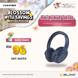 VINNFIER ANC 500 Active Noise Cancelling Bluetooth Headphone - Dark Blue 9555637204310