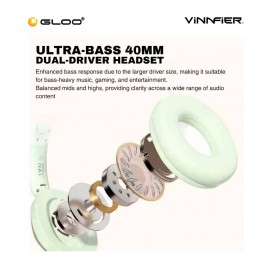 Vinnfier Elite 6 BT - Green Bluetooth 5.4 Headphone Compatible Wireless And Wired Connection