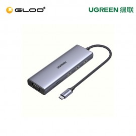 UGREEN USB-C 10IN1 DOCKING TO 3*USB-A 3.0+HDMI+VGA+RJ45 GIGABIT+SD/TF+AUX3.5MM+PD100W UG-CM498-15601