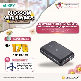 AUKEY 20W PD 10000mAh Basix Pro Mini Wireless Charging Power Bank PB-WL01S 692041998967