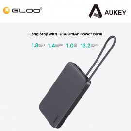 Aukey PB-Y53P 20W 10000mAh Slim Power Bank with Built-in USB C Cable - WHITE 689323789320