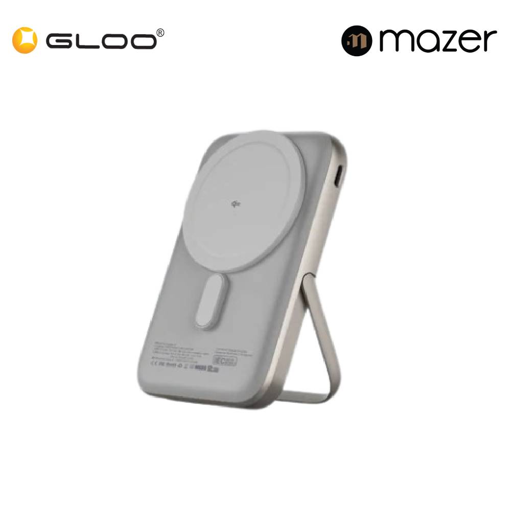 (Pre Order) Mazer MagAir17 10,000mAh Magnetic Wireless Power Bank Qi2 Certified 15W - Natural Titanium 8881304542968