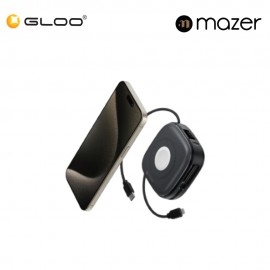 Mazer MagLink18i 10,000mAh Magnetic Wireless (Built-in USB-C+Lightning Cables) + Apple Watch Charging Power Bank - Black Grey 8881304544832
