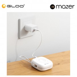 Mazer MagLink18i 10,000mAh Magnetic Wireless (Built-in USB-C+Lightning Cables) + Apple Watch Charging Power Bank - White 8881304544849