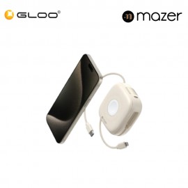 Mazer MagLink18i 10,000mAh Magnetic Wireless (Built-in USB-C+Lightning Cables) + Apple Watch Charging Power Bank - Cream 8881304544856