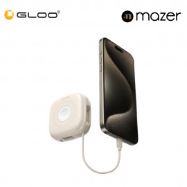 Mazer MagLink18i 10,000mAh Magnetic Wireless (Built-in USB-C+Lightning Cables) + Apple Watch Charging Power Bank - Cream 8881304544856