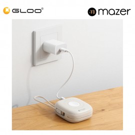 Mazer MagLink18i 10,000mAh Magnetic Wireless (Built-in USB-C+Lightning Cables) + Apple Watch Charging Power Bank - Cream 8881304544856