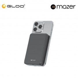 Mazer MagAir21 10,000mAh Ultra Slim Magnetic Wireless Power Bank Qi2 Certified 15W - Grey 8881304544993