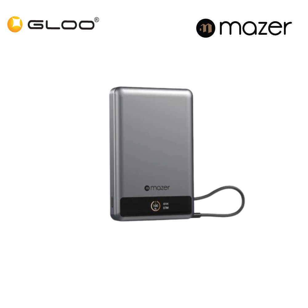 Mazer MagLink70 Qi2 Wireless Powerbank with 30W Cable -Black Grey 8881304545464